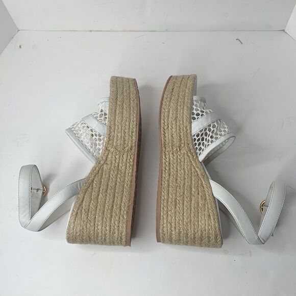 Gianvito Rossi Solana Buckle Napa wedge white leather platform wedge sandals - Picture 14 of 15